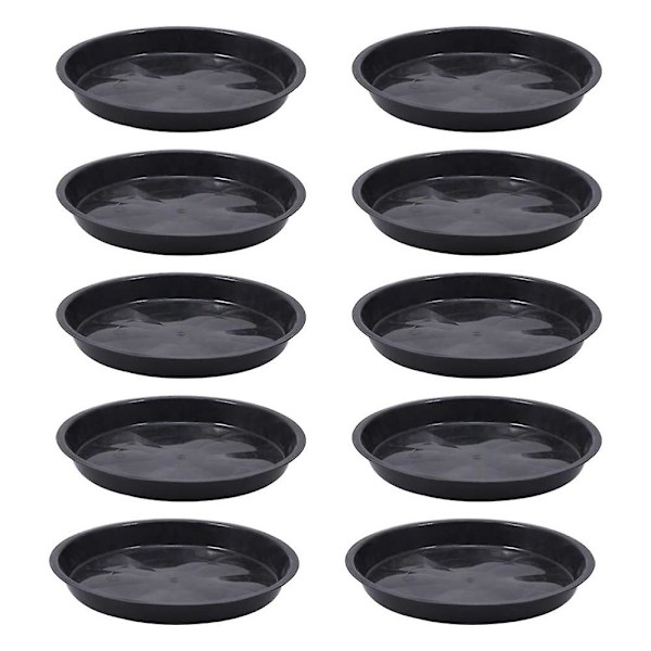 10 kpl 10 kokoa Muoviset pyöreät kukkaruukkujen alustat, puutarhan istutuslautanen, Jikaix Black 21cm x 21cm x 2.4cm