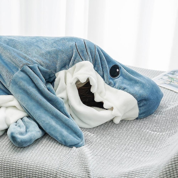 Shark Blanket Hættetrøje Voksen - Shark Onesie Voksen Bærbart Tæppe - Shark Blanket Super Soft Hyggelig Flanell hættetrøje Shark Sovepose 190*90
