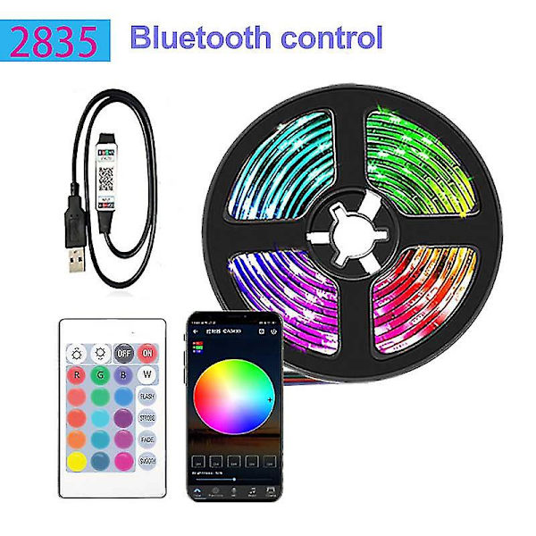 LED-remsa 1m-30m Rgbic 2835 Bluetooth App-kontroll Jakt-effekt Ljus Flexibel Tejp Diodband TV-bakgrundsbelysning Rum Dekorera 5M Full Set 2835 Bluetooth