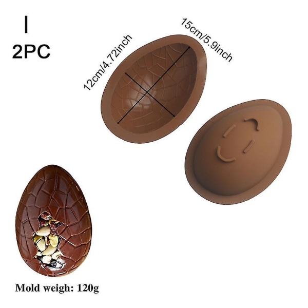 Påskeegg silikonform Stor 3d-knusbar påskeegg-sjokoladeformer til påskepynt Moussekakedessert D