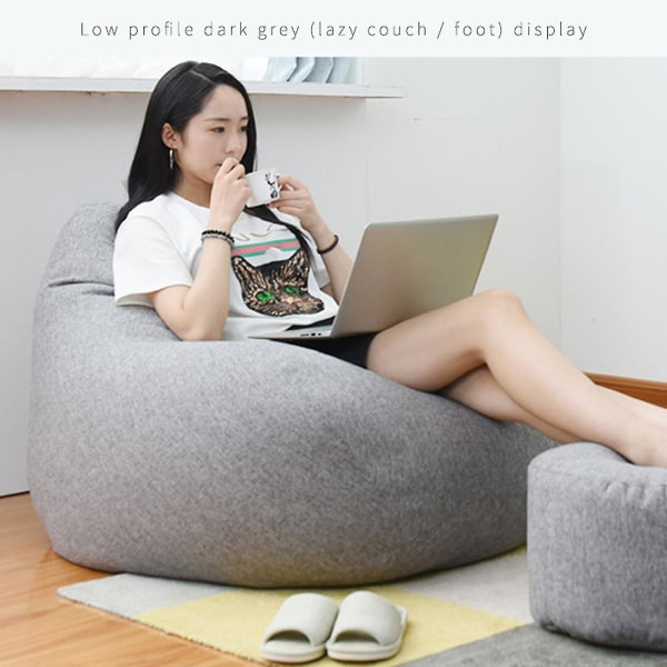 Ny Ekstra Stor Beanbag-Stol Sofa-Trekk Innendørs Lazy Lounger For Voksne Barn Kampanjepris Gray 80 * 90cm