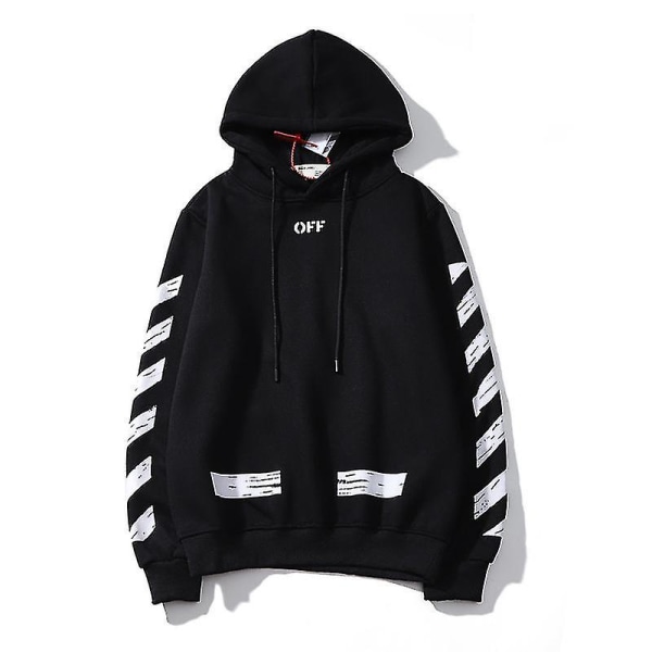 Stribet Hoodie Retro Pile Off-White Hoodie Jakke Black s