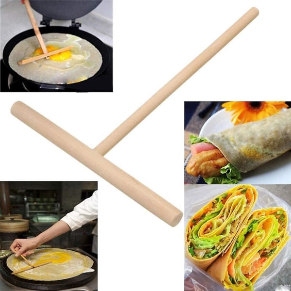 4 stk T-formet Crepe Maker Pankake Batter Tre Spreder Stick, Tre Crepe Verktøy, Crepe Spredere F