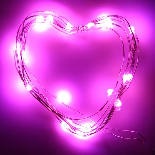 1m Mini LED Lys Kæde Batteridrevet Pink