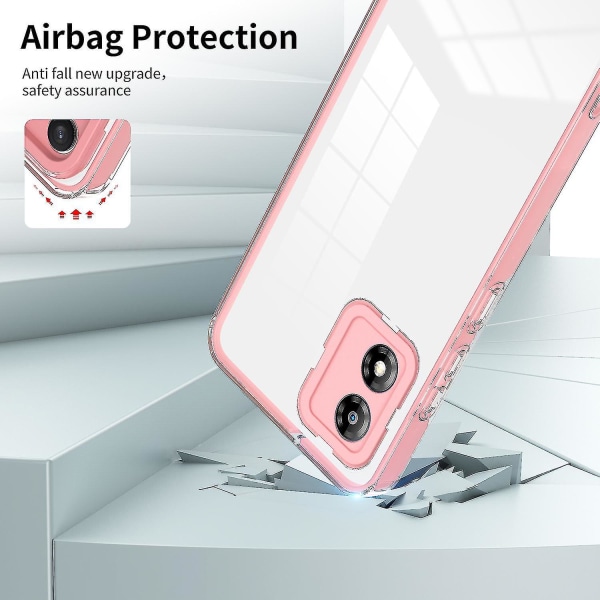 För Motorola Moto E13 4g 3-i-1 genomskinligt cover Kameraskydd Tpu + PC Drop-säkert case Pink