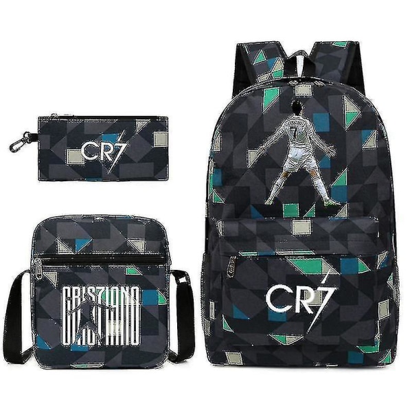 Fotbollsstjärnan C Ronaldo CR7 Tryckt Ryggsäck Runt Studenten Tre-delad Ryggsäck Rhombe 1 Single shoulder bag