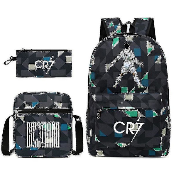 Jalkapallotähti C Ronaldo CR7 -painatus, kolmiosainen reppu opiskelijoille Rhombe 1 Single shoulder bag