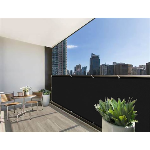 Balkon Privatlivsafskærmning Vind- og UV-beskyttelse, 90 x 300 cm, Sort