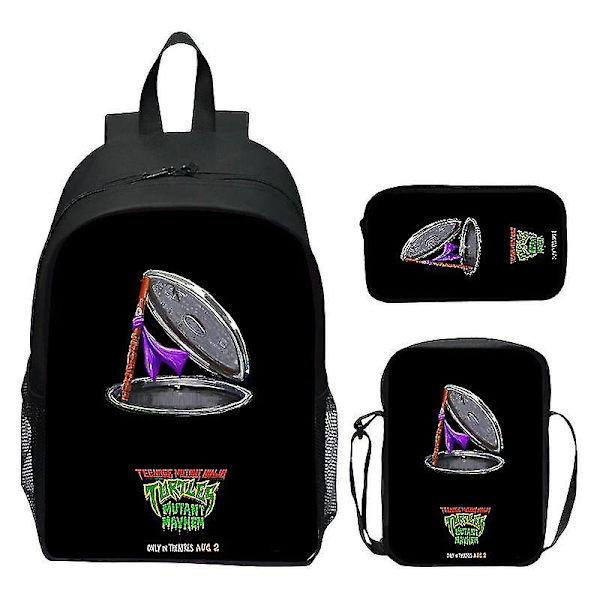 2024 Nya Teenage Mutant Ninja Turtles Skolväska Axelväska Pennväska 3-pack 16\" Ryggsäck Cartoon Tryckt Väskor Pojkar Födelsedagspresent T-06