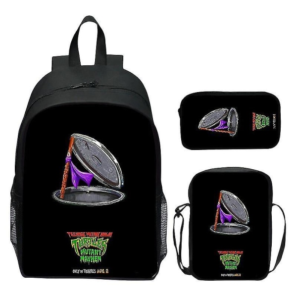 2024 Nya Teenage Mutant Ninja Turtles Skolväska Axelväska Pennväska 3-pack 16\" Ryggsäck Cartoon Tryckt Väskor Pojkar Födelsedagspresent T-11