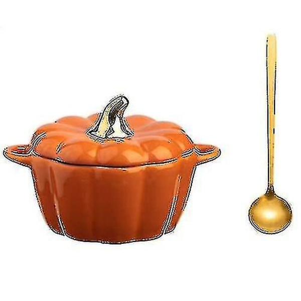 Pumpa med lock Gryta med nonstick-belagd gryta Mångsidig gryta Pot gryta innehåller sked Lämplig för alla typer av spisar, orange