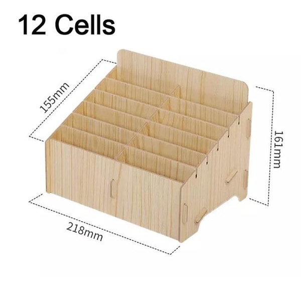 Træblyantholder Enkel blyantæske Multi Pen Organizer Opbevaring til Skrivebord Skole Kontor Klasseværelse Teak 36 cells