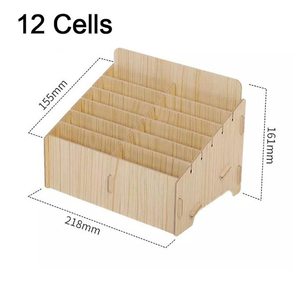 Træblyantsholder Enkel Blyantsæske Multi Pen Organizer Opbevaring til Skrivebord Skole Kontor Klasseværelse Teak 24 cells