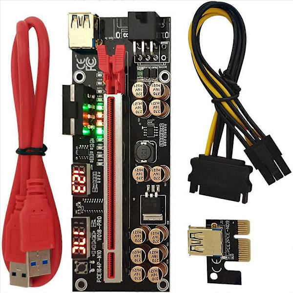 VER018 PRO PCI-E Riser Card USB 3.0 Cable 018 PLUS PCI Express (Red)