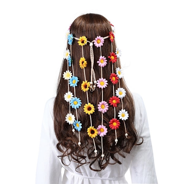 Blomsterkrans - Solsikker Perler Justerbar Blomster Hodeplagg Hårtilbehør Colorful