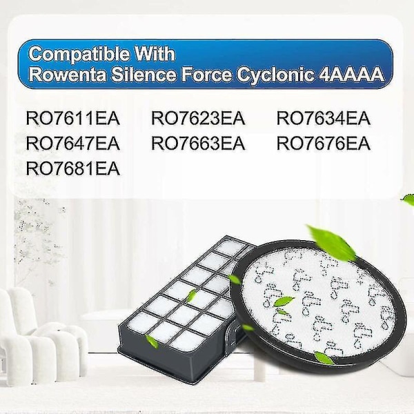 Set med 2 Hepa-filter för Rowenta Silence Force Cyclonic 4aaaa Ro7647ea Ro7663ea Ro7676ea Ro7681ea (modell Ro76xx) Dammsugare, utbytesfilter