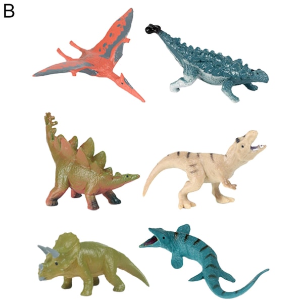 6st/ set Djurmodell Fat noggrant utförande Abs Pterosaur Djurmodell prydnad för skrivbordsdekoration Jiyuge B