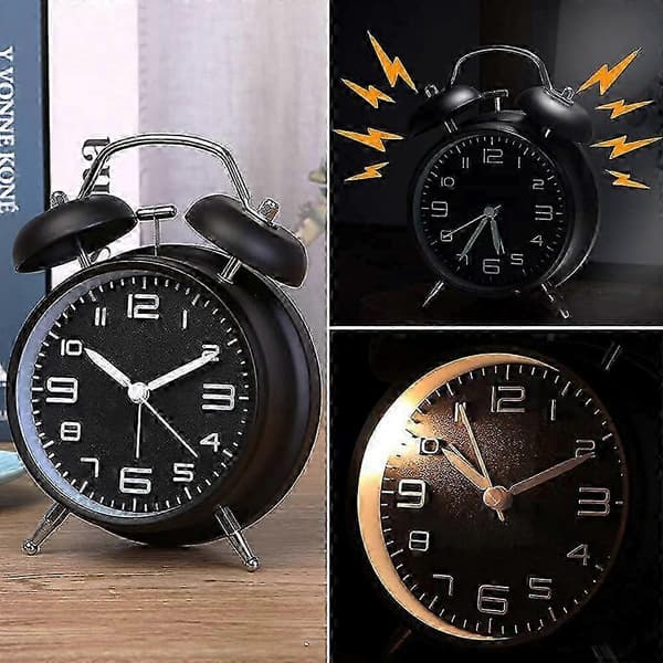 Analog Väckarklocka, Dubbel Klocka Högljudd Väckarklocka för Tunga Sovare