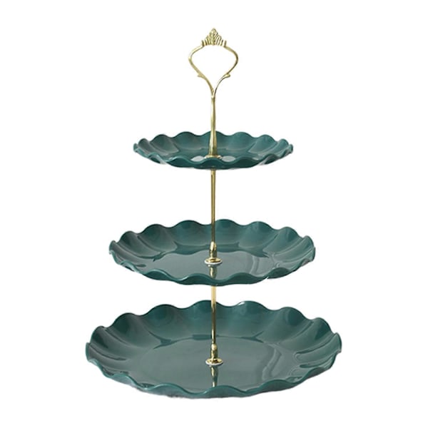 3-etasjes Cupcake Stativ, Dessert Display Stativ, BPA-fri, Stor Kapasitet, Enkel Montering, Kake Stativ (LGL) Dark green