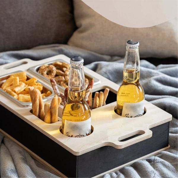 Couchbar - Henkilökohtaiset 2 Snack-kulhoa (toimitus ei sisälly), järjestäjä ja pulloteline - Couchbu