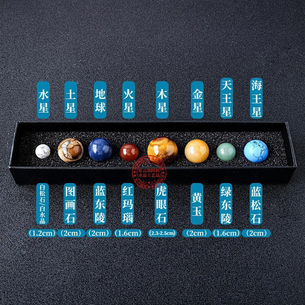 Solsystem, galakse, univers, otte planeter, helbredende sten, chakra, krystalkugle, ædelstenskugler, hjemmedekor