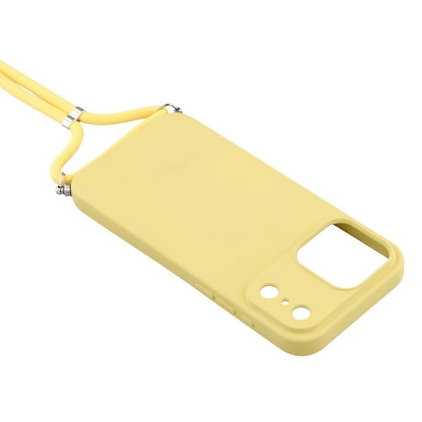 Skal för iPhone 17 Pro, mjukt TPU-fiberfoder, telefonfodral med axelrem Yellow