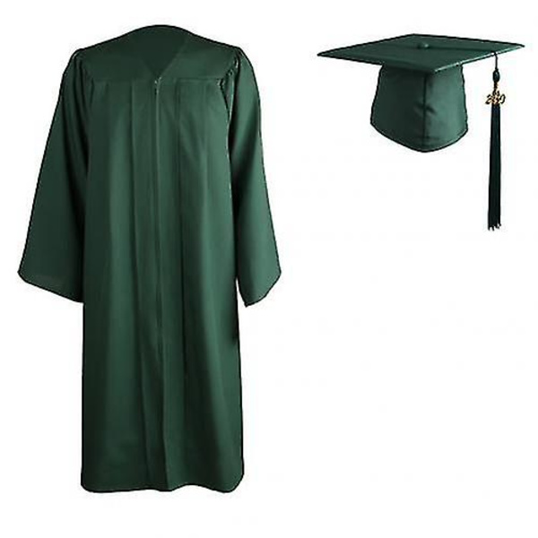 2022 Voksen Zip Lukning Universitet Akademisk Gradueringskjole Robe Mortarboard Cap Atrovirens S