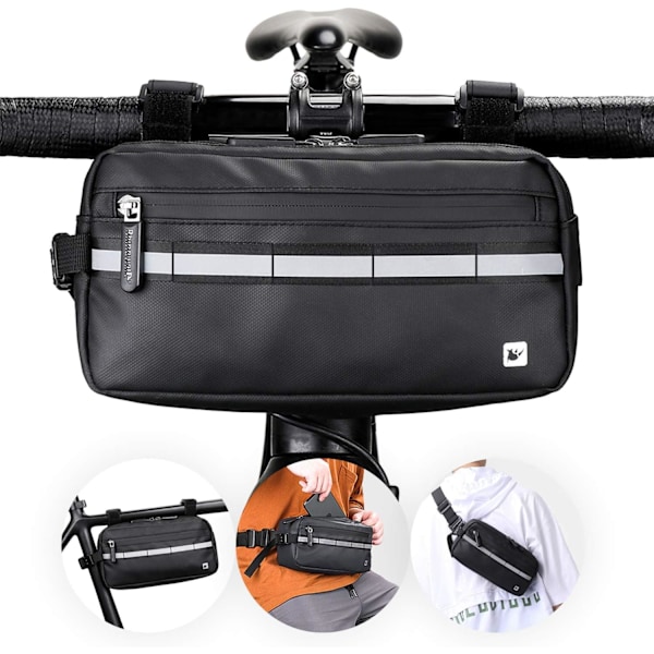 Vandtæt cykelramme taske skuldertaske til komfort cruiser mountain road cykler mænd kvinder tilbehør vandtæt sort Black 27 x 8 x 13 centimetres