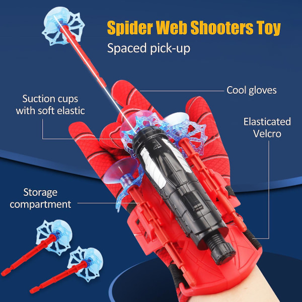 Spider Web Shooters Legetøj Til Børn Fans Hero Launcher Wrist Legetøj Sæt Sticky Wall Blød Bombfunny Pædagogisk legetøj til børn 10 Suction Cup Bombs