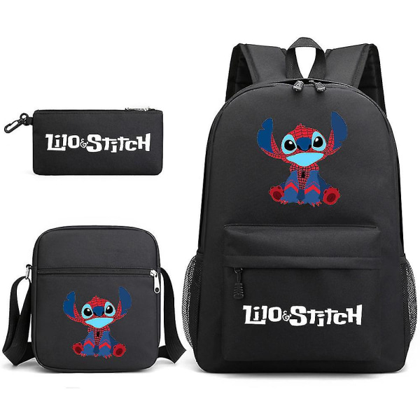 Stitch Tredelt Skoleveske Casual Ryggsekk Black 3