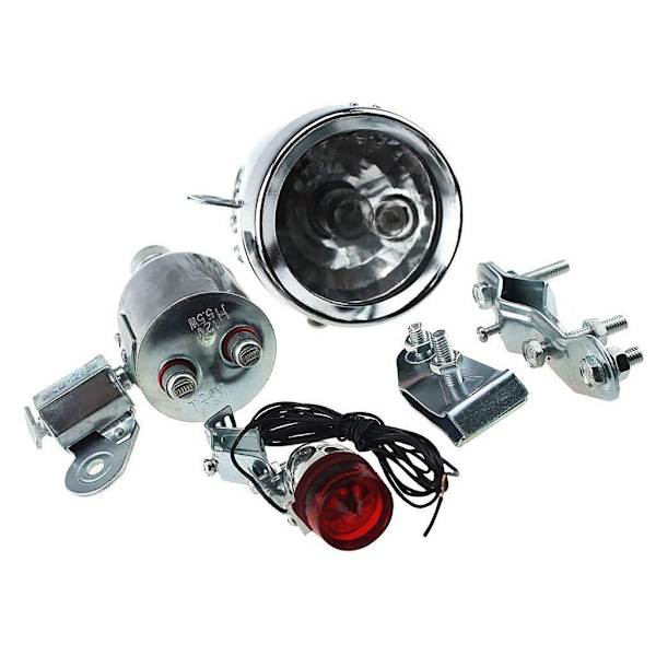 Sykkel 12V 6W Dynamo Frontlykt Baklykt Kit Friksjonsdynamo Lysdrakt