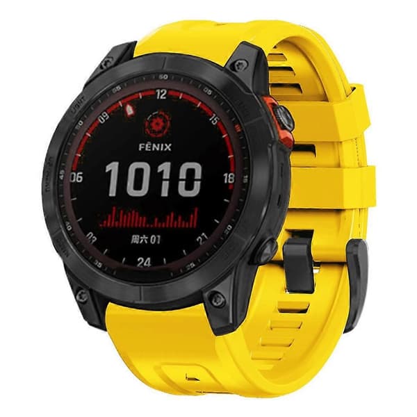 Blød justerbar silikone urrem til Garmin Fenix 7 med spænde Multicolor Yellow