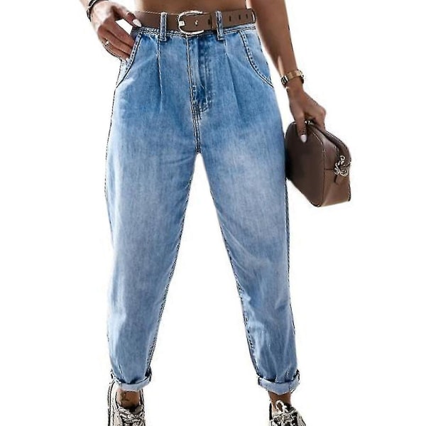 ECELEN Dam jeans Jeans med hög midja Stretchiga Damer Casual Baggy Pojkvän Mamma Byxor 2XL