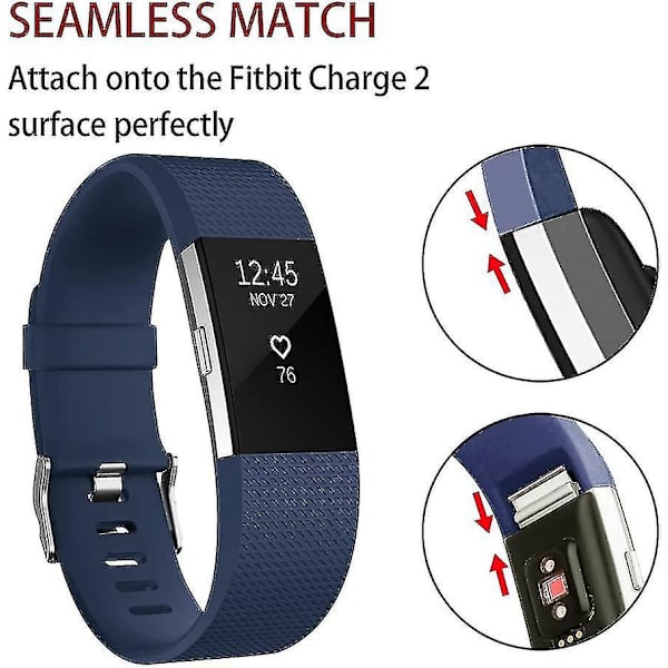 Ersättningsarmband Kompatibla med Fitbit Charge 2, Classic & Special Edition Justerbara Sportarmband Hög Kvalitet Navy Small