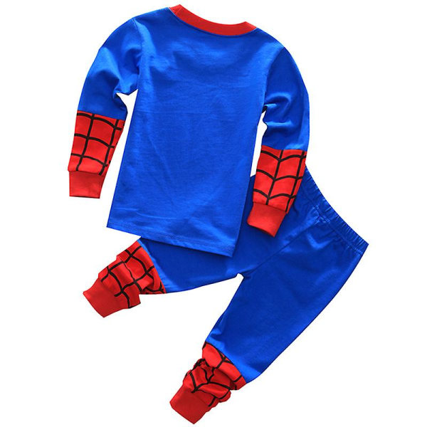 Barn Gutter Jenter Spiderman Superman Natttøy Pyjamassett Superheltentrekk Loungewear Red Blue Spiderman 5 Years