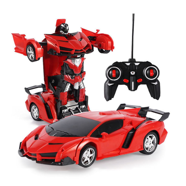 Bilrobottransformator leksak med fjärrkontroll Slitstark lätt billeksakpresent till barnens dag Red
