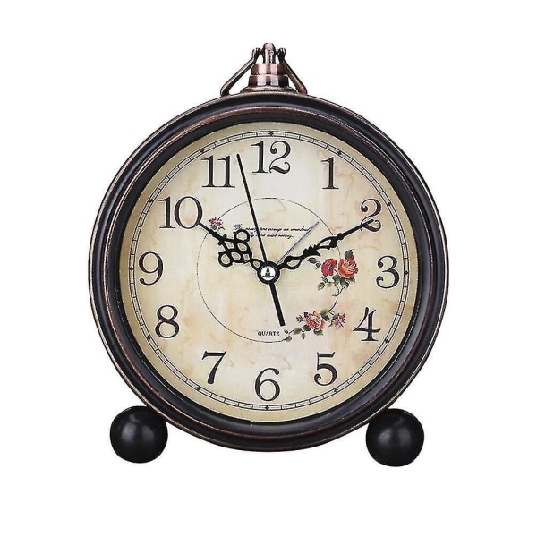Väckarklocka i vintage Tyst Antik Retro Bordsklocka Dekorativ Tyst, icke-tickande klocka Klassisk Retro klocka Skrivbordsväckarklocka (utan batteri)