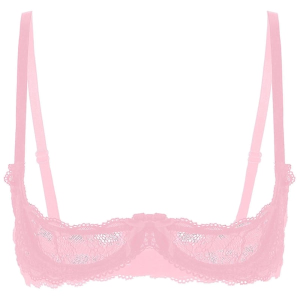 Naisten 1/4 Kupit Rintaliivit, Alaviiva, Halter-Kaula, O-Rengas, Läpinäkyvä Pitsi, Push Up Rintaliivit, Alusvaatteet, Rinnat Avatut Rintaliivit, Xinmu Dusty Pink C L