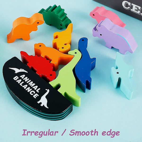 Balance-Dinosaur Legetøj Dyr Træ Byggeklodser Tidlig Uddannelse Dinosaur Stable Balance Julegave Fødselsdag Gaver Til Drenge Børn Piger