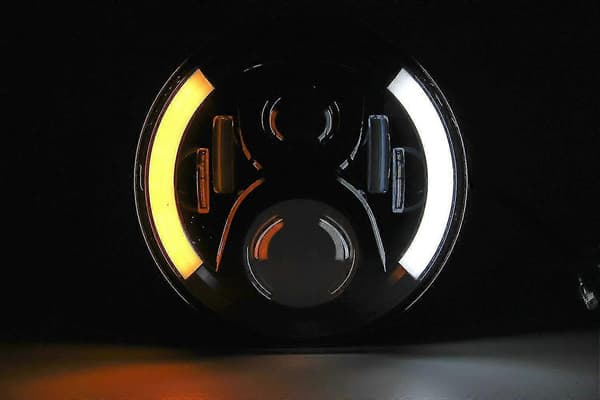 7 tommer LED-forlygte med DRL-blinklys til motorcykel Harley Davidson Signal Forlygte 1 stk-sort