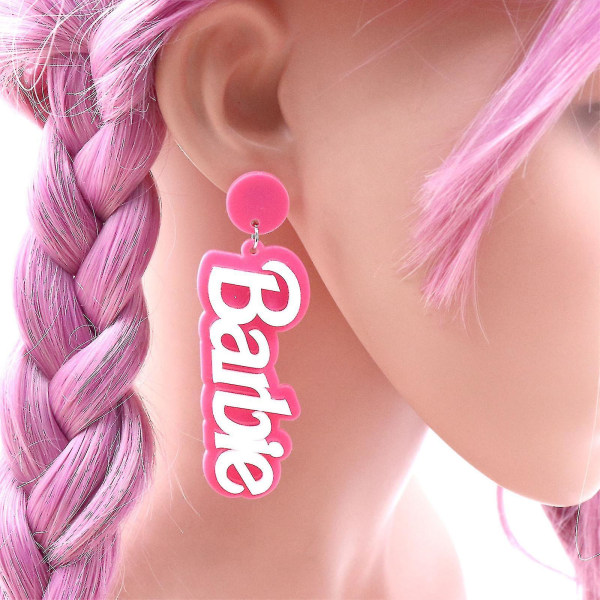 Kompatibel med Barbie pige øreringe til kvinder piger, akryl bøjle stud Drop Dangle øreringe, hypoallergeniske til følsomme ører Letter