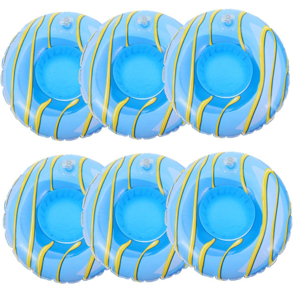 6 st. Flytande Kopps Hållare Pool Upp Underlägg Uppblåsbar Kopp Uppblåsbar Underlägg Uppblåsbar Dryckeshållare för Pool Flyter för Pool Drycker