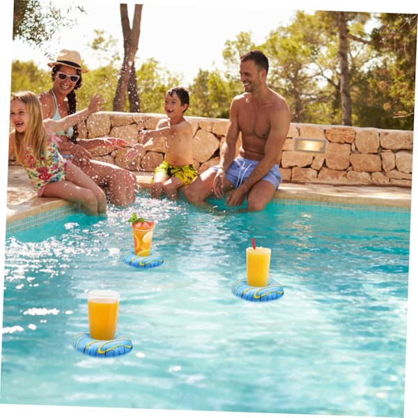 6 st. Flytande Kopps Hållare Pool Upp Underlägg Uppblåsbar Kopp Uppblåsbar Underlägg Uppblåsbar Dryckeshållare för Pool Flyter för Pool Drycker