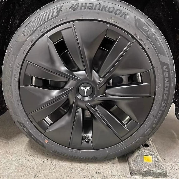 Centrumplast (4 st) för Tesla Model Y Model 3 Modifiering Navkapsel (vit/matt svart)