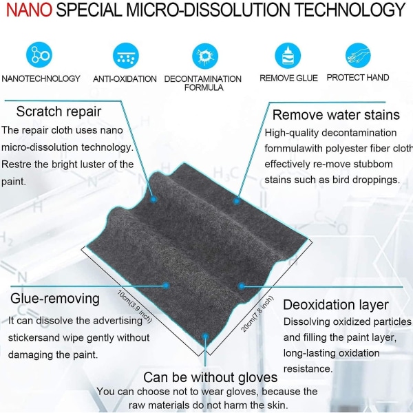2kpl Nano Sparkle -liina, Nano Sparkle -liina auton naarmuihin, monikäyttöinen auton naarmujen poistoliina, Nano Magic