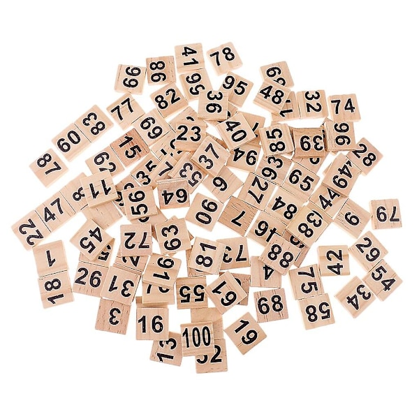 100 kappaletta lasten pelileluja Puinen Numerolaatat 1-100 Musta Numerokuutiot