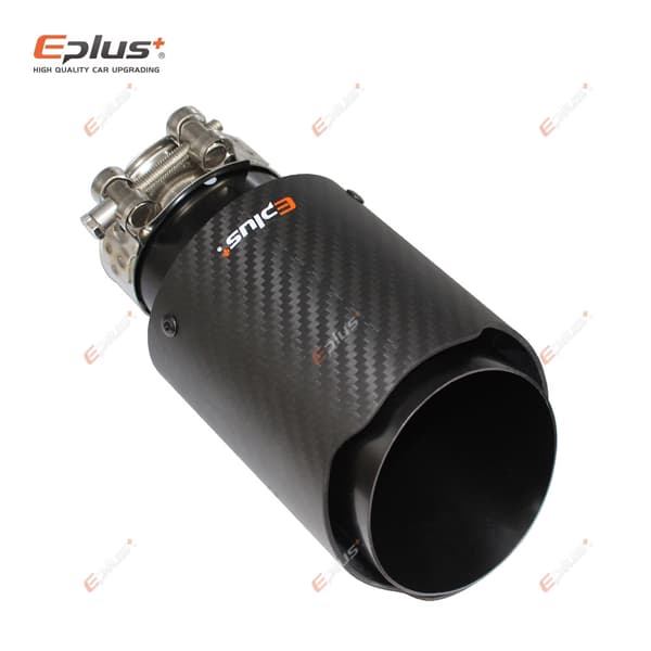 EPLUS Bil Matt Karbonfiber Lyddemper Eksosrør Lyddemper Munnstykke Universal Rett Rustfritt Svart For Akrapovic 63mm-76mm