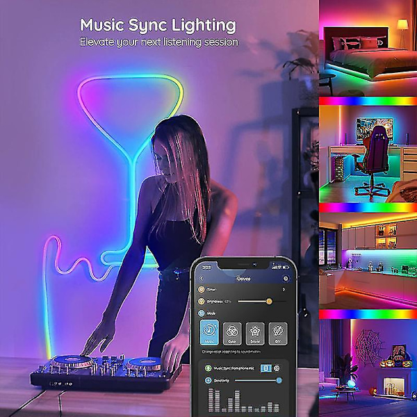 Led Strip 1m-30m Rgbic 2835 Bluetooth App Kontrol Jageffekt Lys Fleksibel Tape Diode Bånd Tv Baggrundsbelysning Værelse Dekoration 30M Full Set 5050 24Key Bluetooth