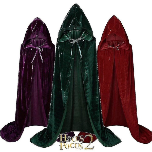 Sanderson Sisters Cape Mary Sarah Winifred Kostym Jul Vuxen Barn Medeltida Kappa W Purple XL 140*160cm *