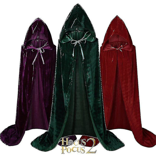 Sanderson Søstre Kappe   Mary Sarah Winifred   Kostume Jul Voksen Børn Middelalderlig Kappe W Claret1 L 120*140cm *